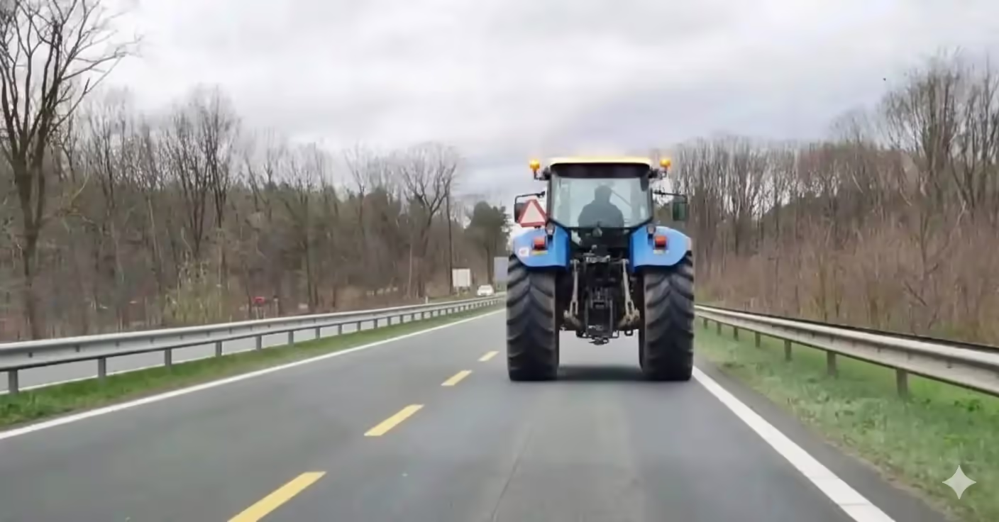 Traktor på vei brukt i teoriprøve klasse T